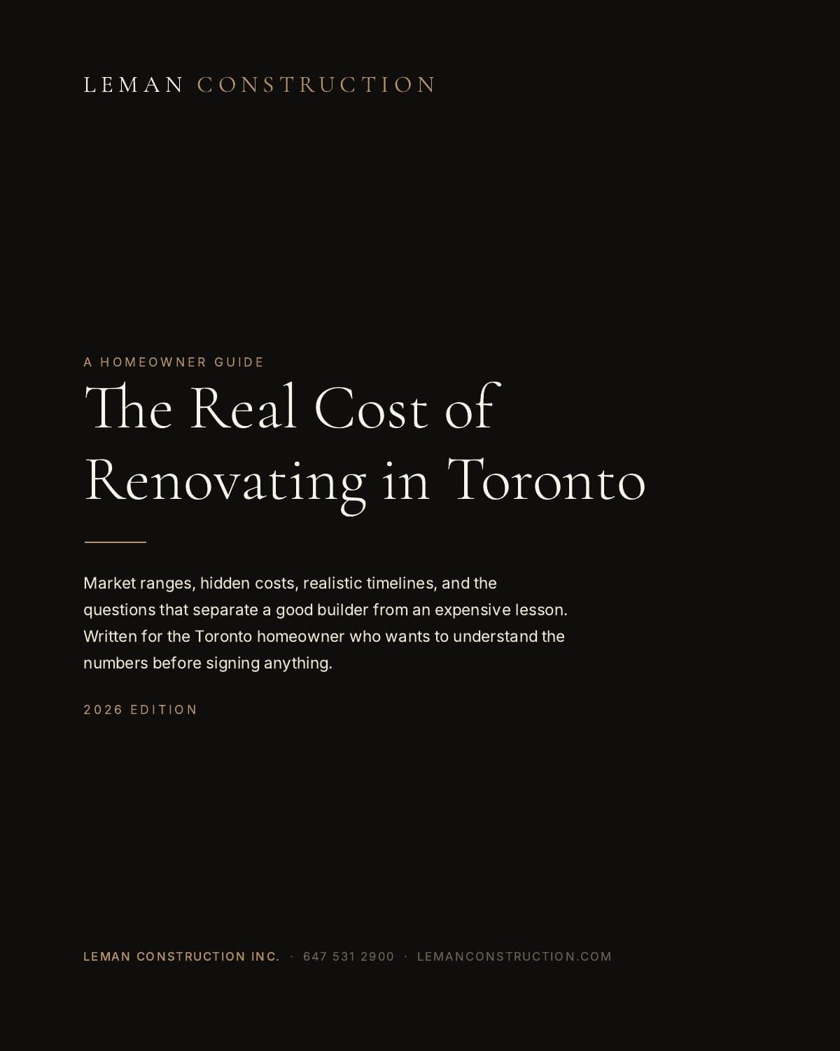 Cover of The Real Cost of Renovating in Toronto, 2026 edition
