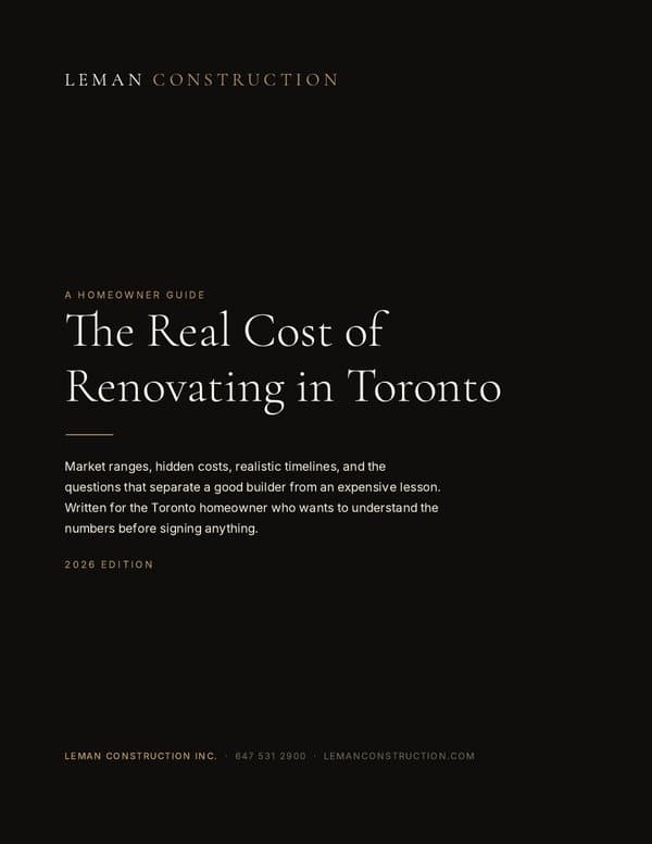 Cover of The Real Cost of Renovating in Toronto, 2026 edition
